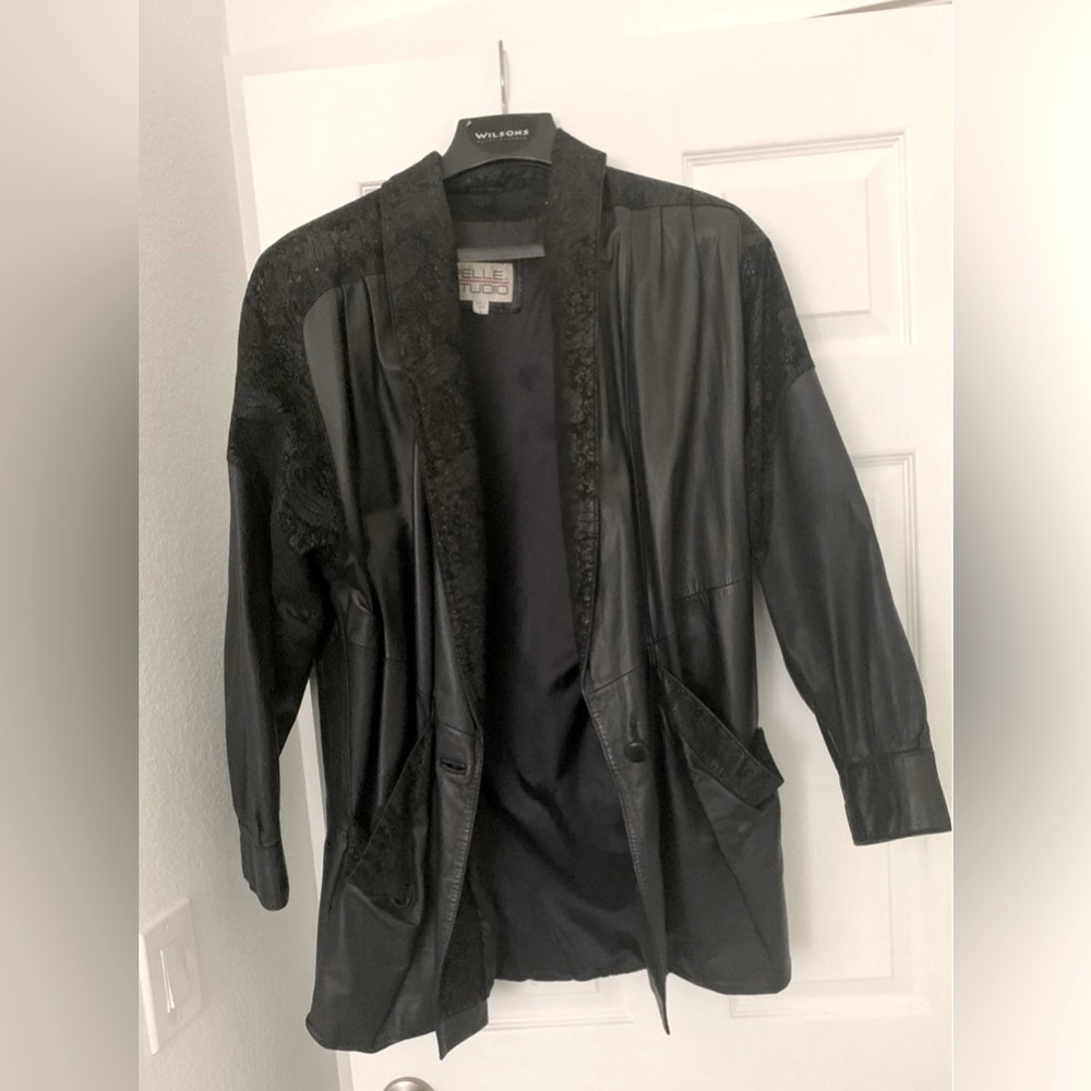 Vintage Wilson’s Pelle Studio Black Leather Coat Jacket Size Large
